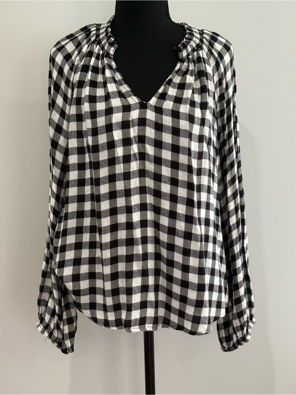Harper Heritage M Black & White Gingham Long-Sleeve Women's Top 399